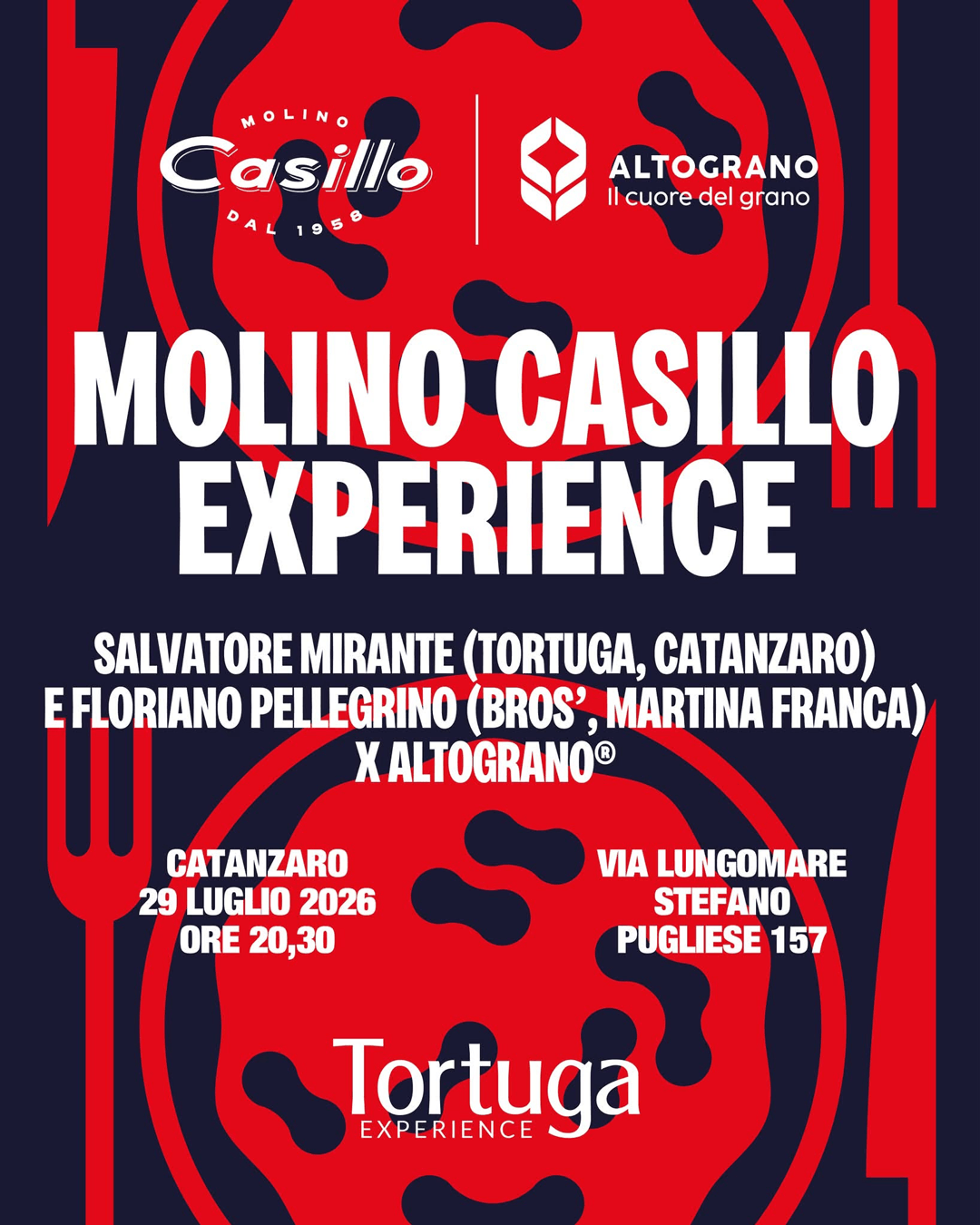 Locandina Evento Tortuga a Catanzaro Molino Casillo Experience